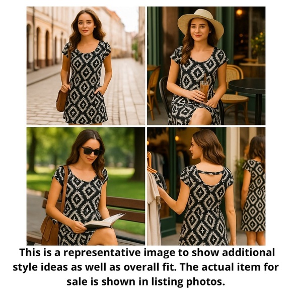 Pink Rose Black Ivory Aztec Print Mini Dress L - Picture 11 of 11